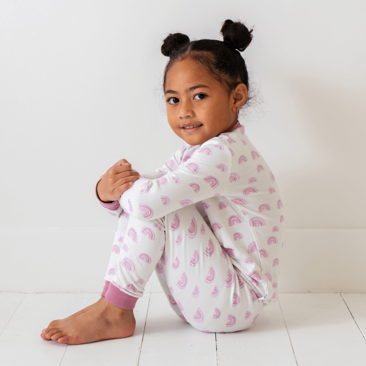 Toddler/Kids Bamboo Pajamas - Pink Rainbow