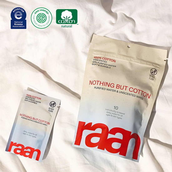 UNBLEACHED, 100% COTTON WATER WIPES. 10 POCKET WIPES