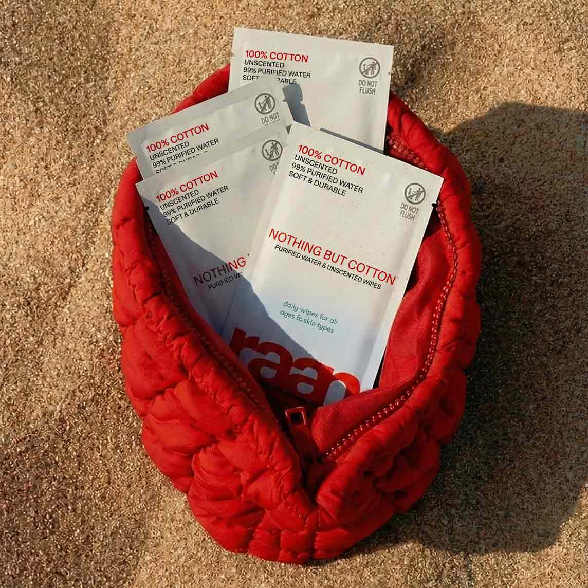 UNBLEACHED, 100% COTTON WATER WIPES. 10 POCKET WIPES
