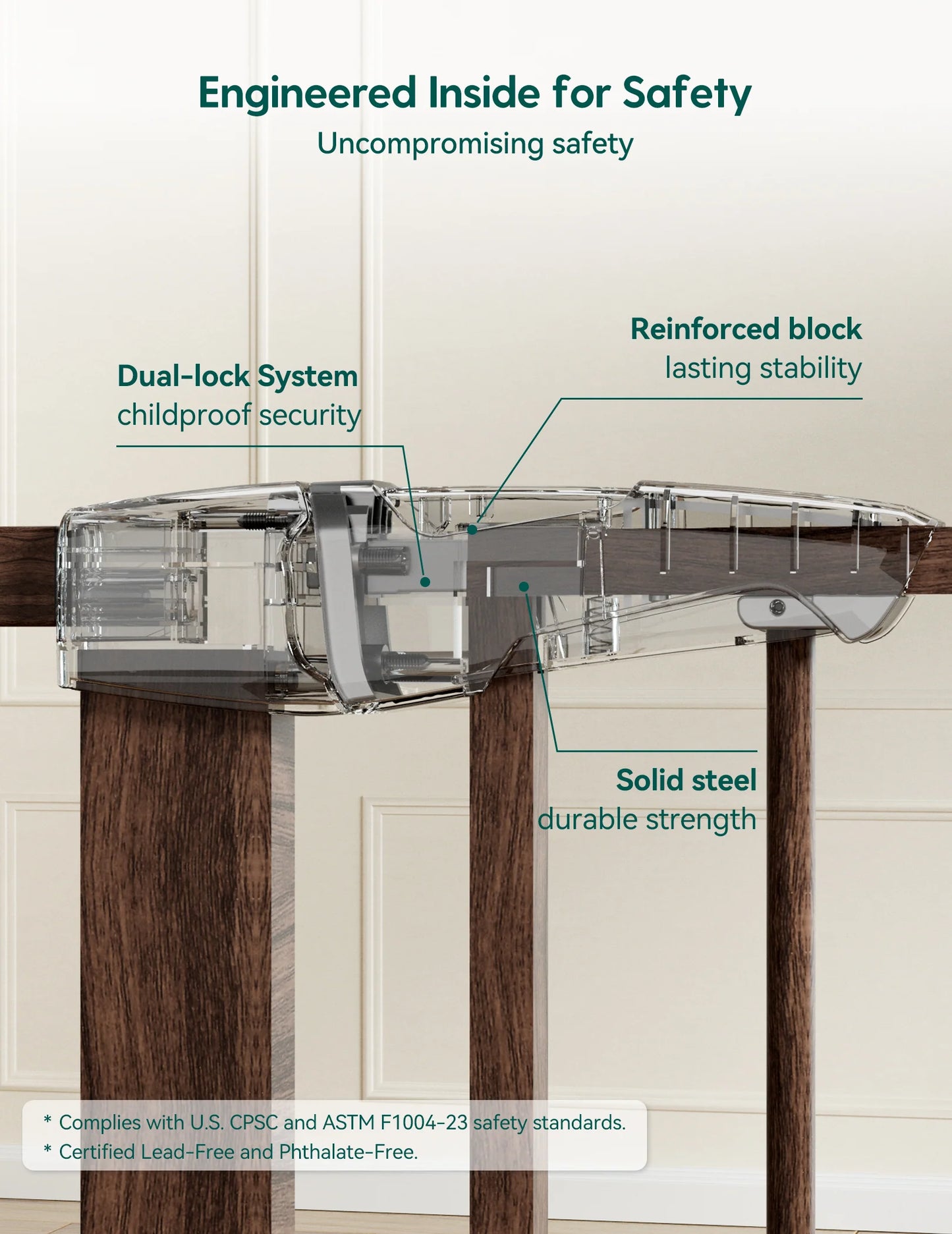 PressGuard C5&P7 Wood Pattern | Pressure Mounted Baby Gate for Stairs