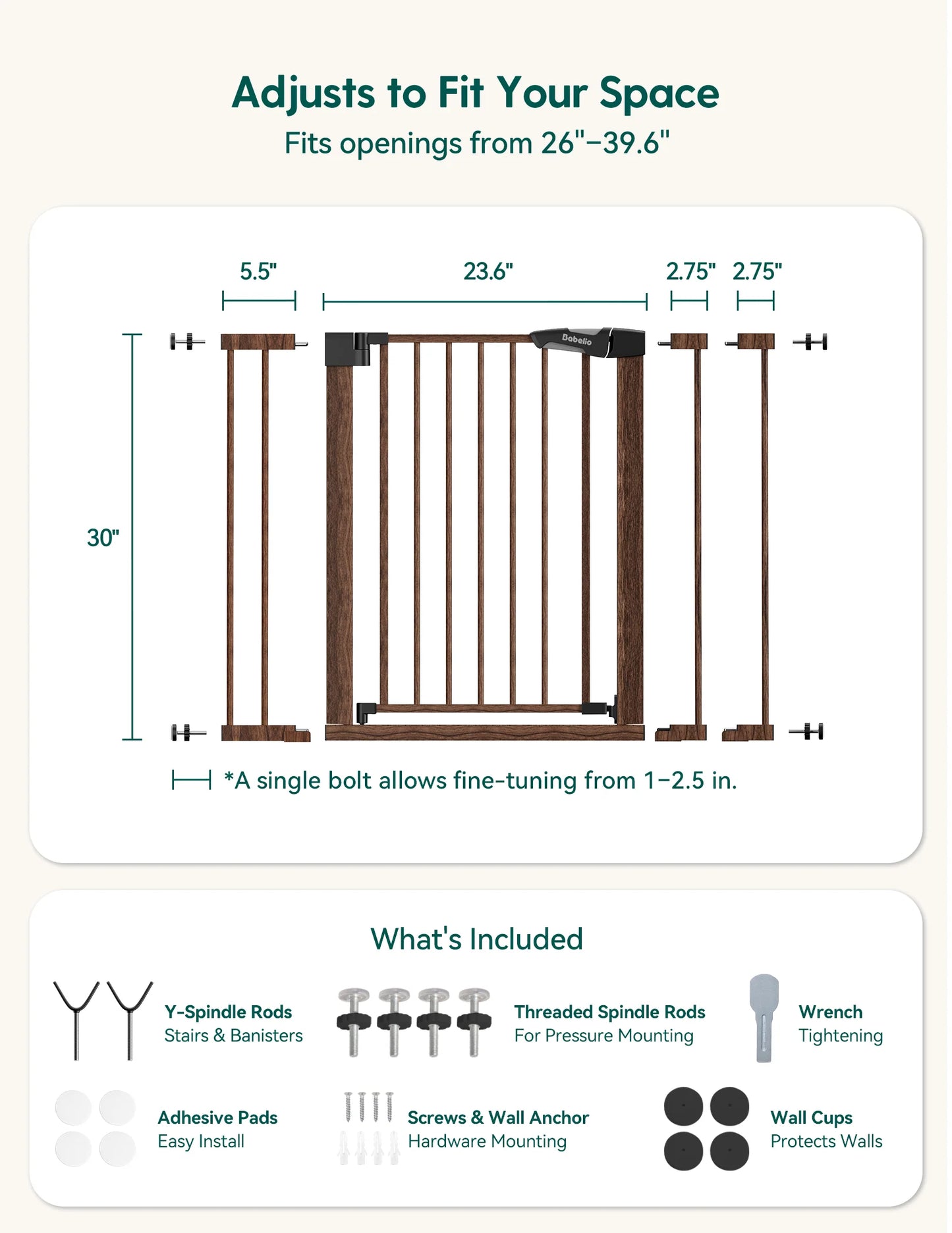 PressGuard C5&P7 Wood Pattern | Pressure Mounted Baby Gate for Stairs