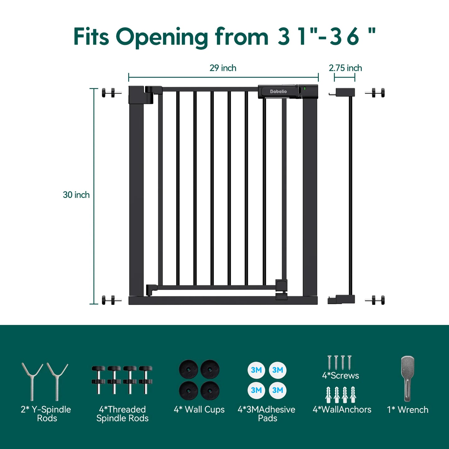 PressGuard Ⅱ | Upgrade Pressure-Mounted Safety Baby Gate for Doorways & Stairs