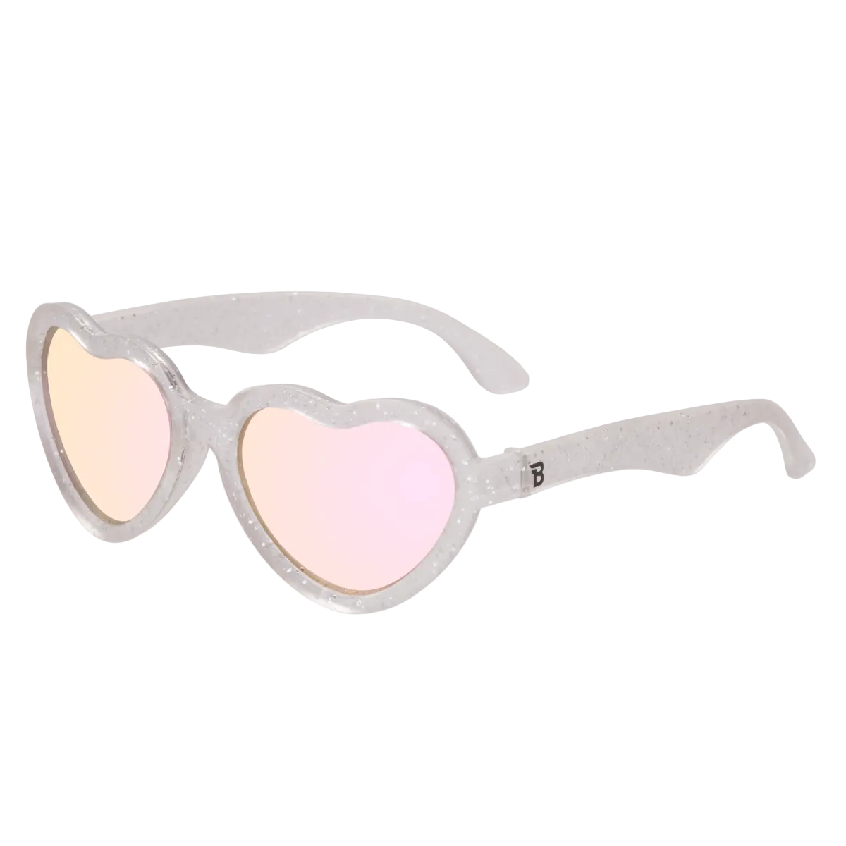 Silver Shimmer Heart | Pink Mirrored Lenses