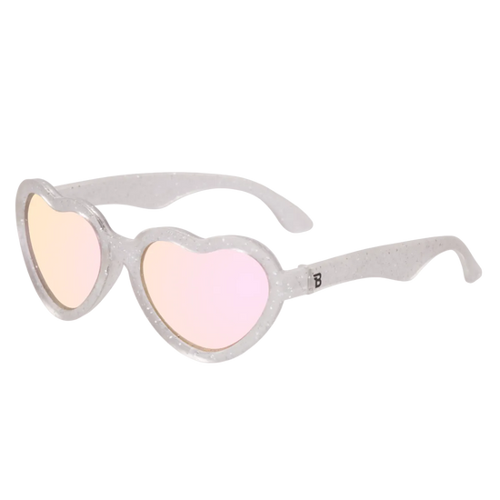 Silver Shimmer Heart | Pink Mirrored Lenses