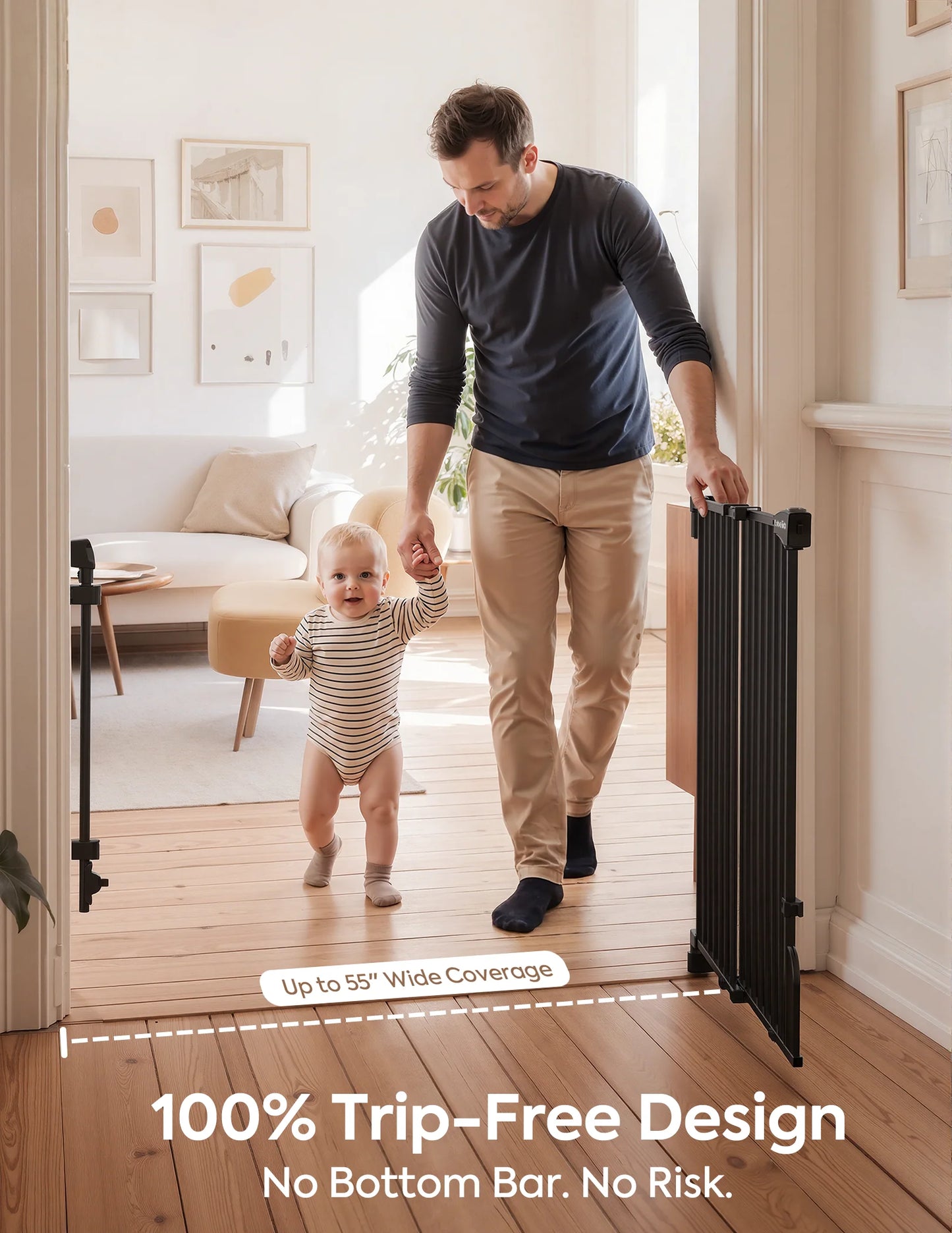 Boundless R30 ProFlex | Removable No-Trip Baby Gate for Stairs