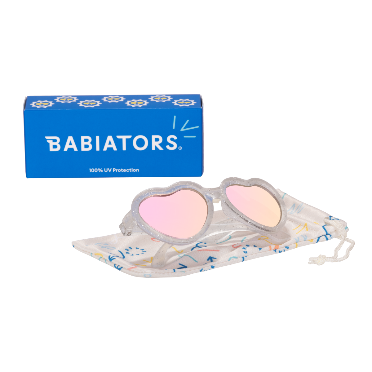 Silver Shimmer Heart | Pink Mirrored Lenses