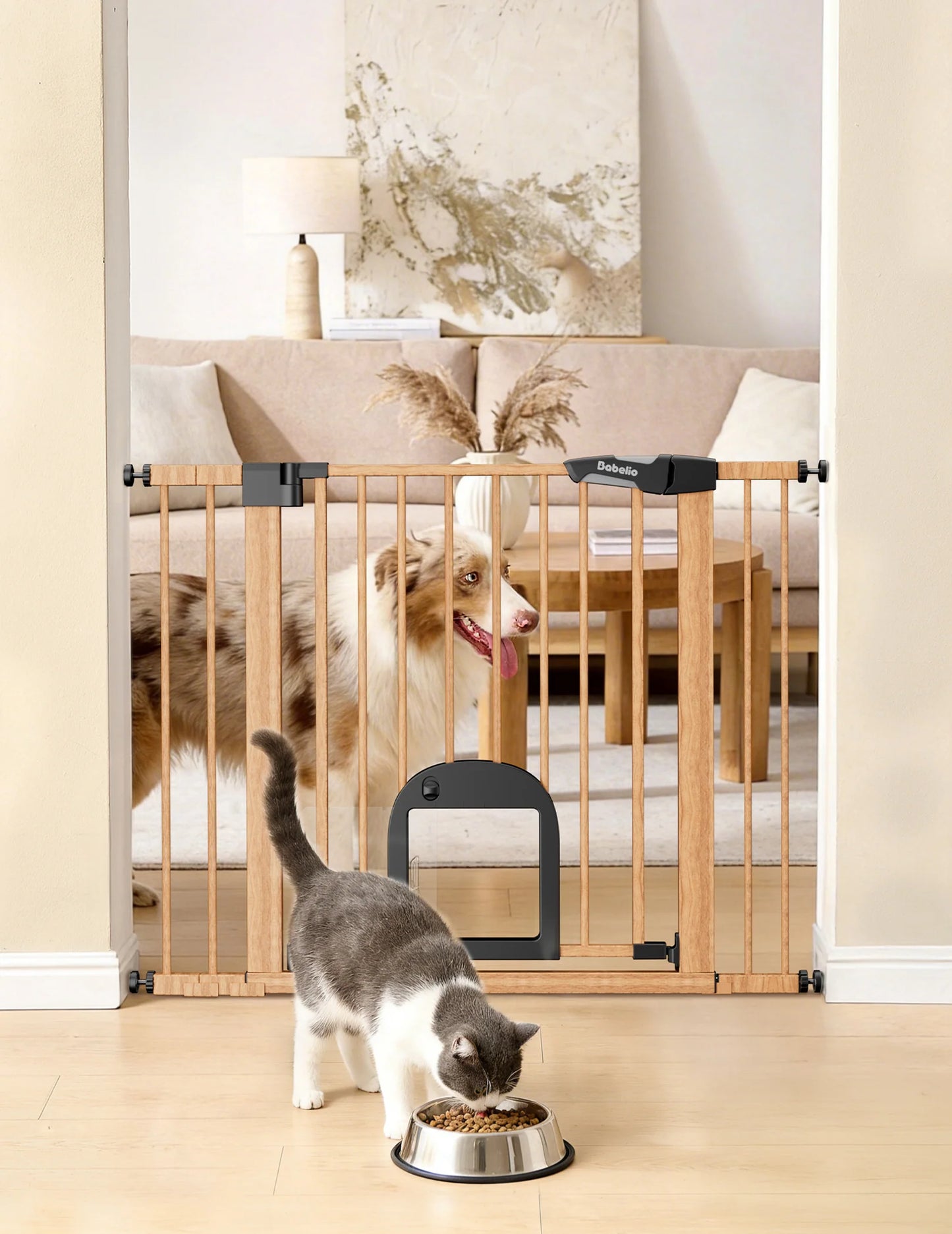 CatPrivilege T7 | Expandable Stylish Baby Gate with Cat Door