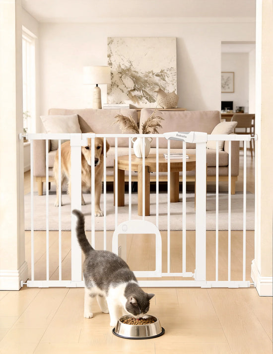 CatPrivilege T7 | Expandable Stylish Baby Gate with Cat Door