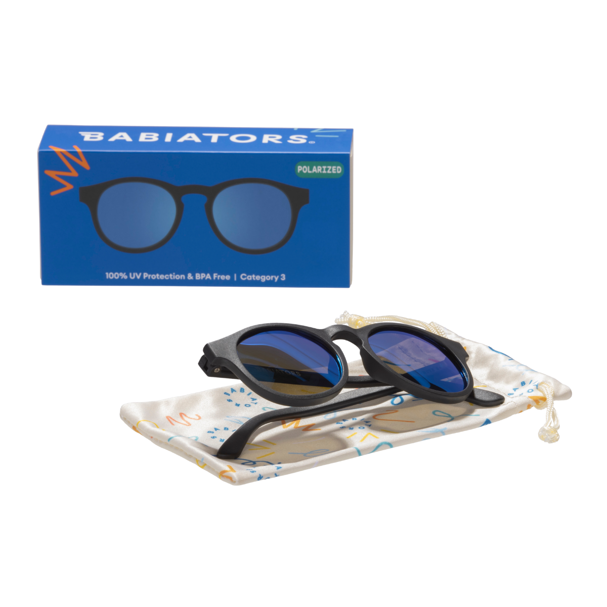 Jet Black Keyhole | Polarized Cobalt Blue Mirrored Lenses