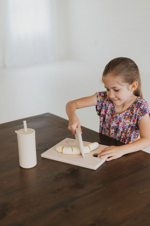 Children's Wooden Cutting Board Set with  Fruit Knife