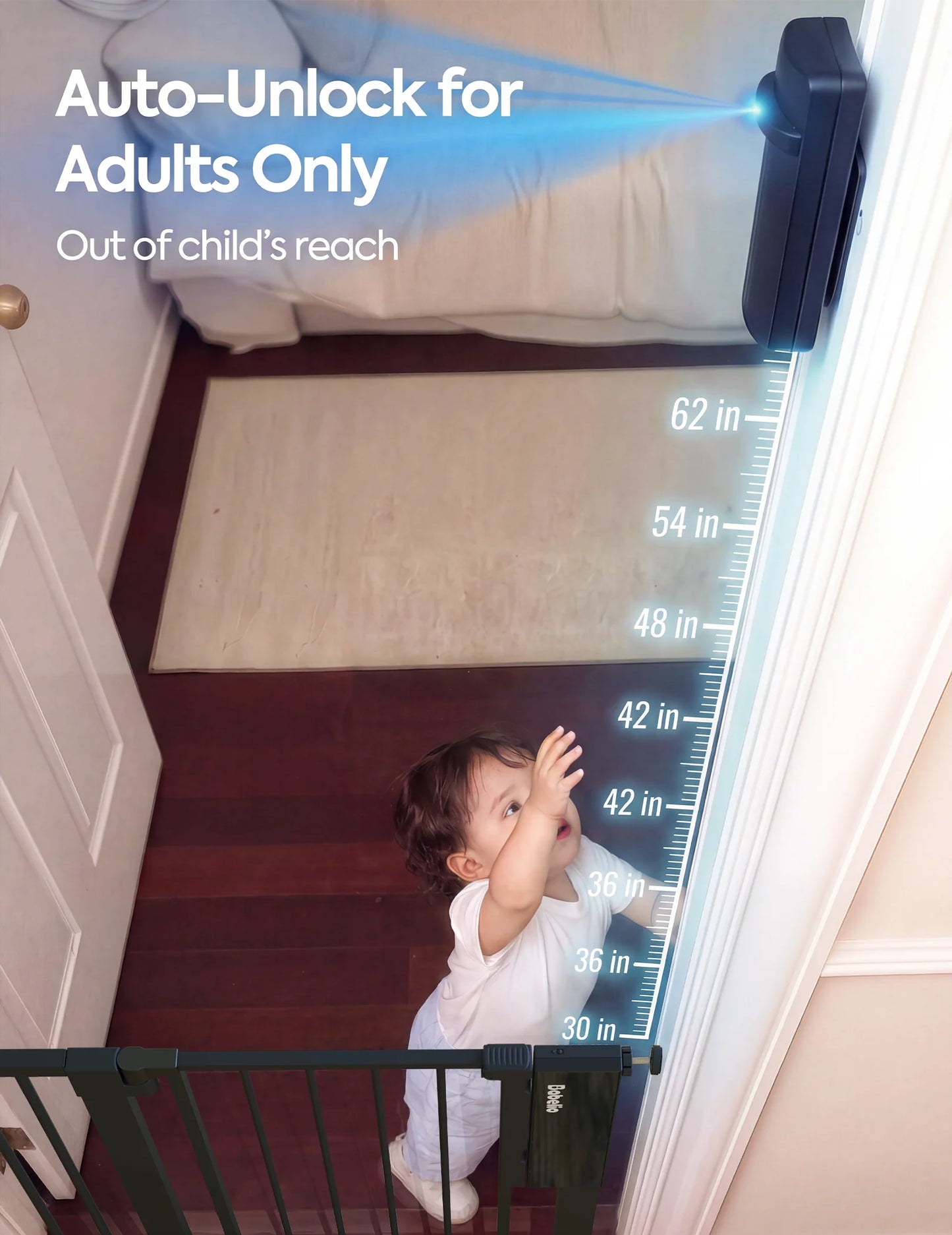 Sensepass | Smart Baby Gate with Infrared Auto-Unlock & Alarm