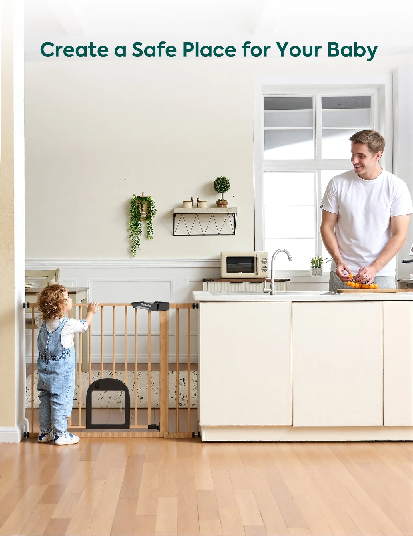 CatPrivilege T7 | Expandable Stylish Baby Gate with Cat Door