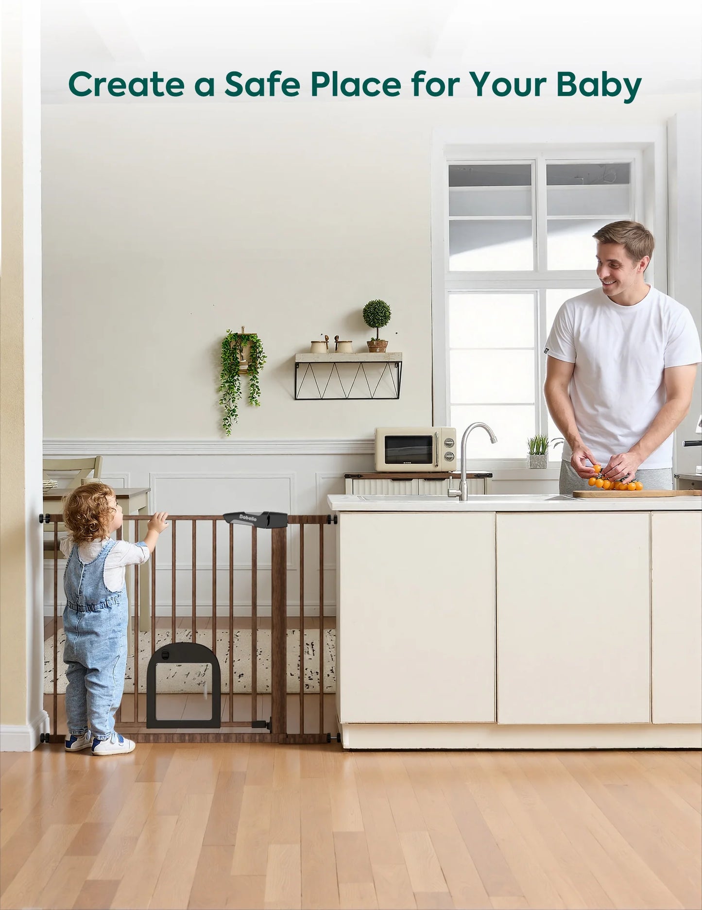 CatPrivilege T7 | Expandable Stylish Baby Gate with Cat Door