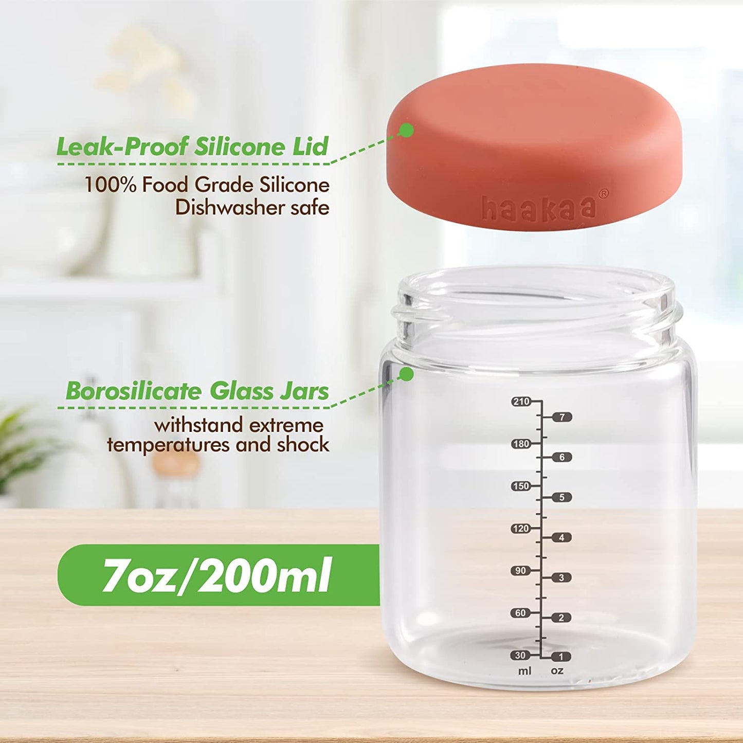 Haakaa Sealed Glass Storage Jar Set - 4 x 7 oz Glass Jars