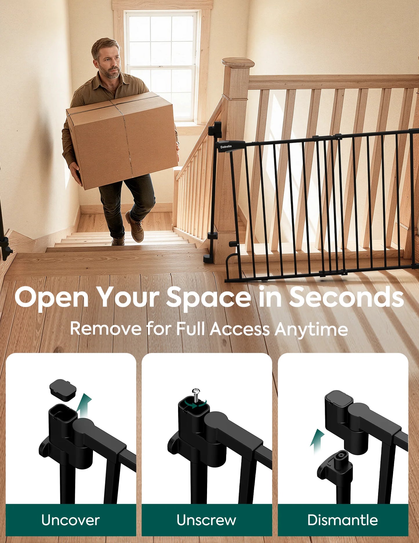 Boundless R30 ProFlex | Removable No-Trip Baby Gate for Stairs