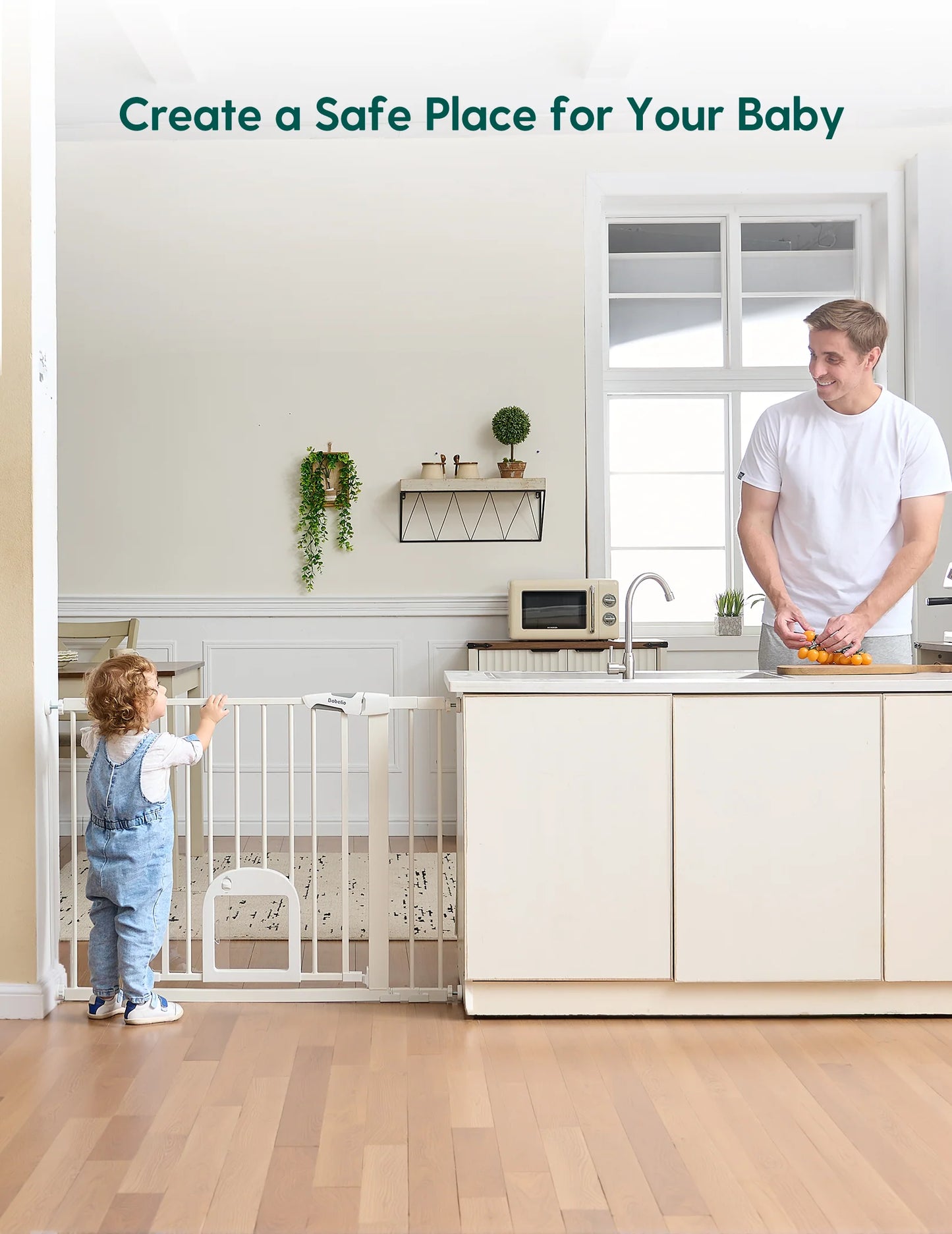 CatPrivilege T7 | Expandable Stylish Baby Gate with Cat Door