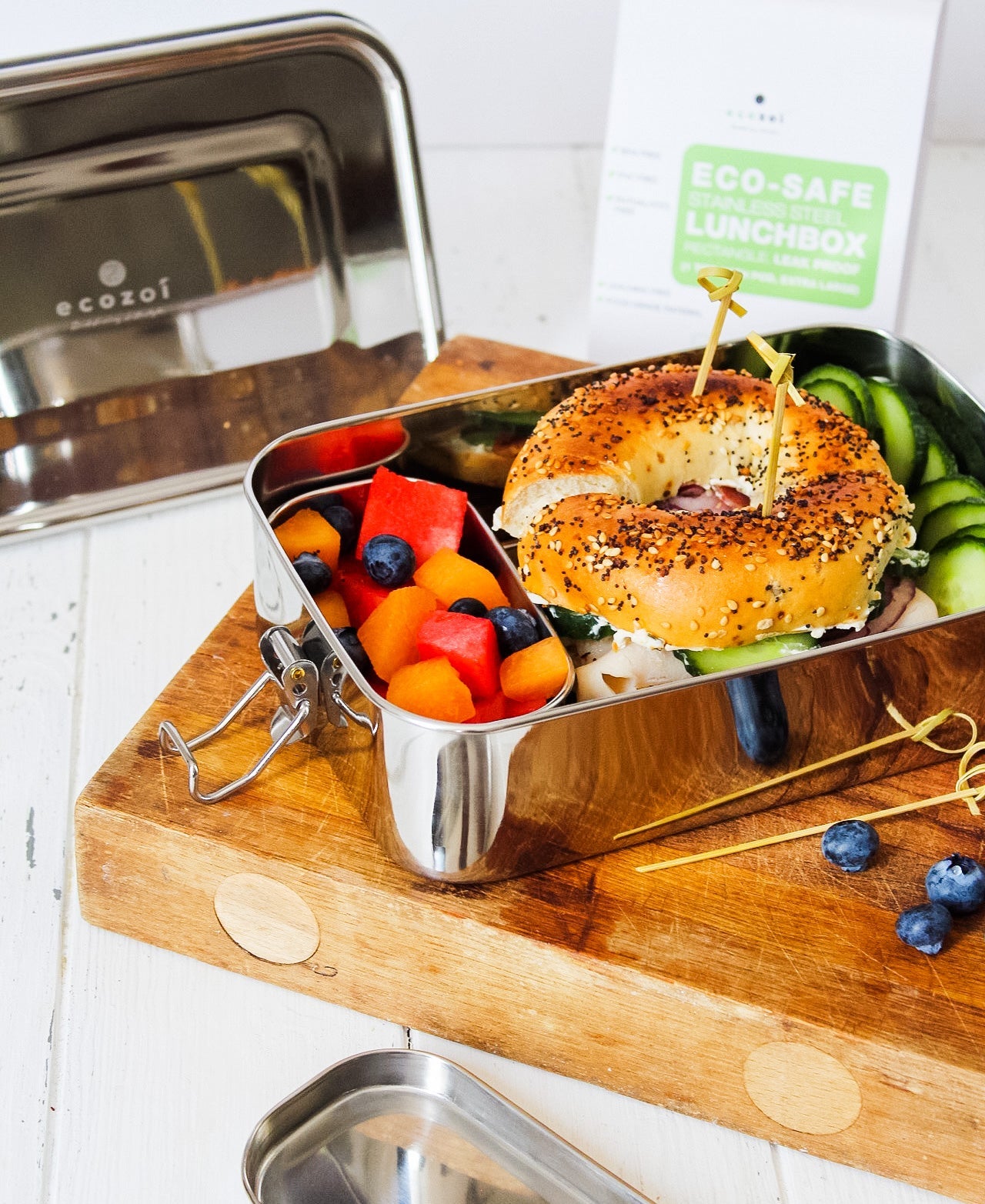 Stainless Steel Lunch Box, 2 Compartment Leak Proof, 50 Oz with Removable Divider