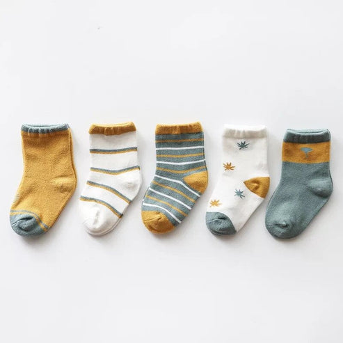 Organic Cotton Kids Sock Set (5-Pack) | Breathable Toddler Socks| Autumn Bundle