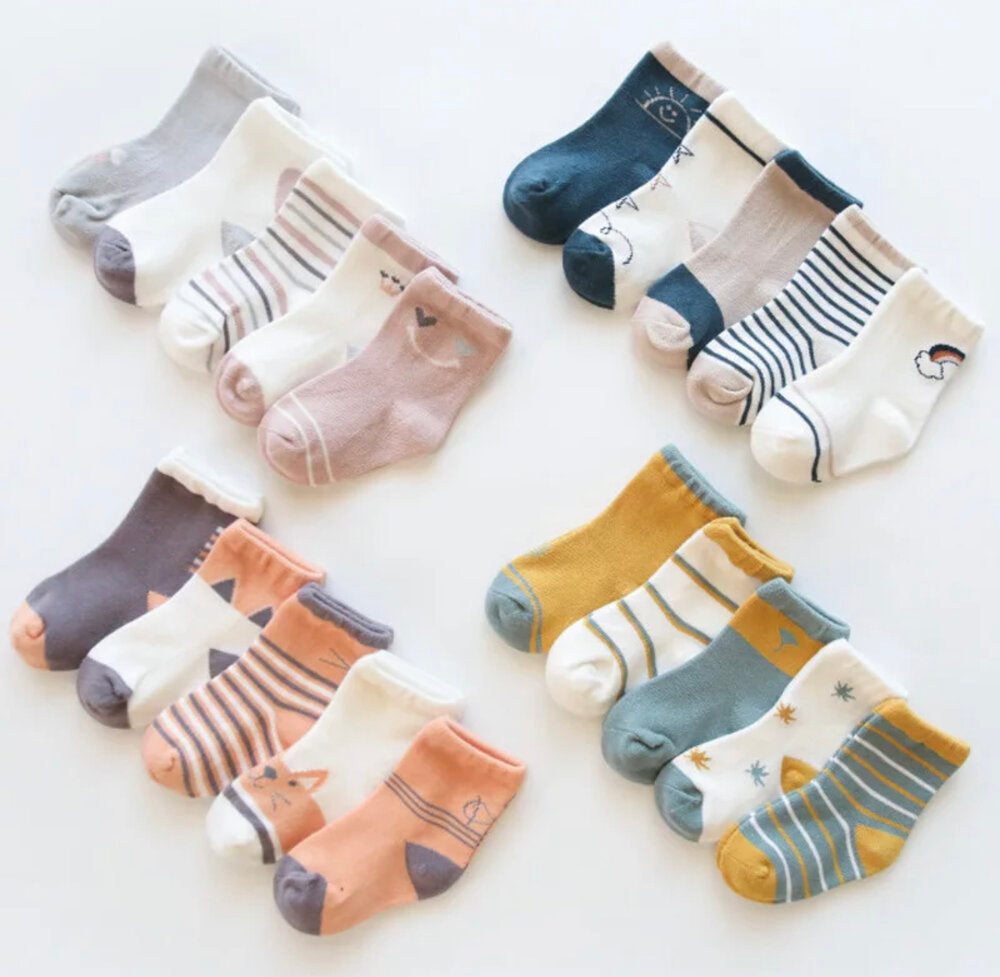 Organic Cotton Kids Sock Set (5-Pack) | Breathable Toddler Socks| Autumn Bundle