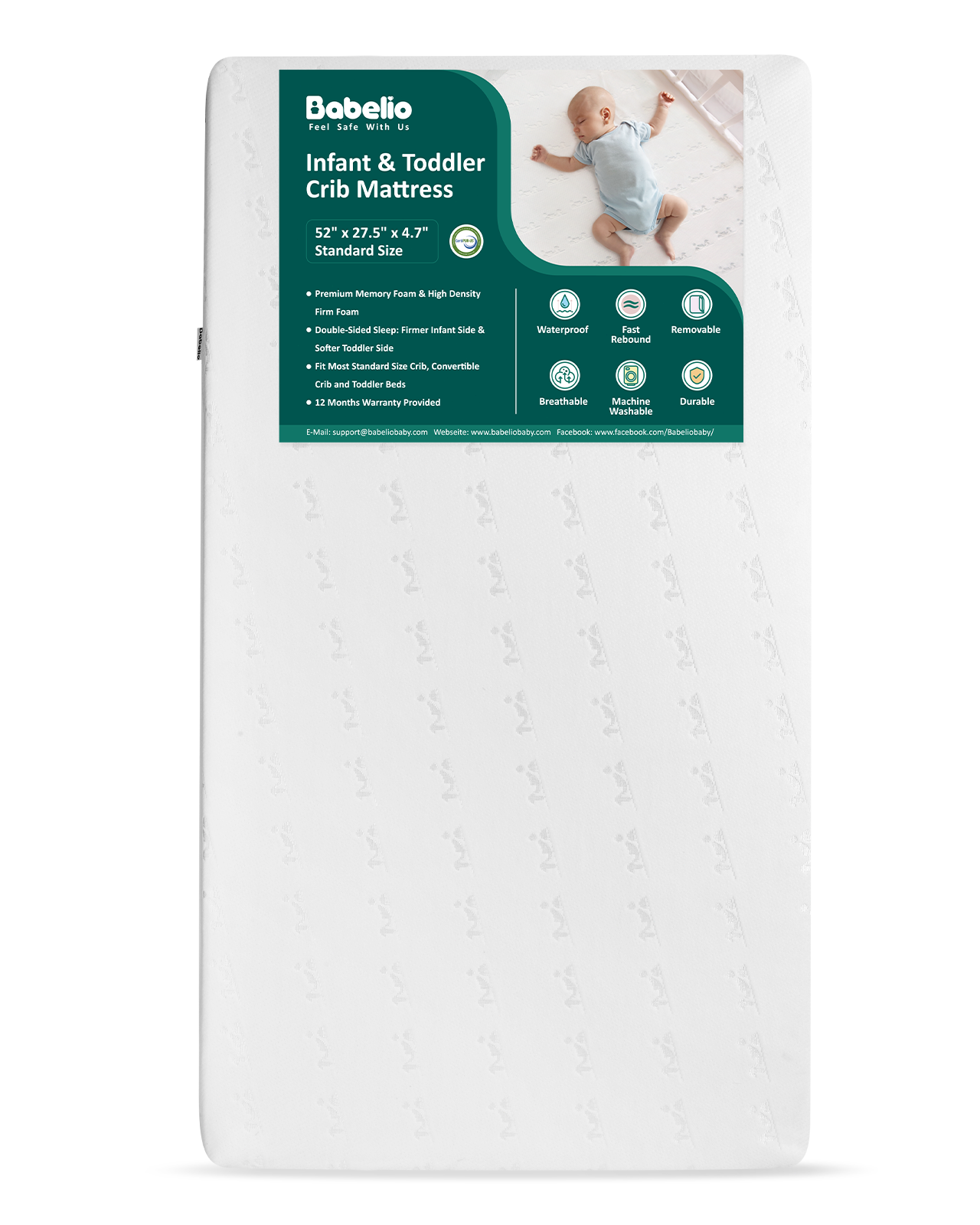 Cloud 1 | Dual-Sided Crib Mattress with Memory Foam