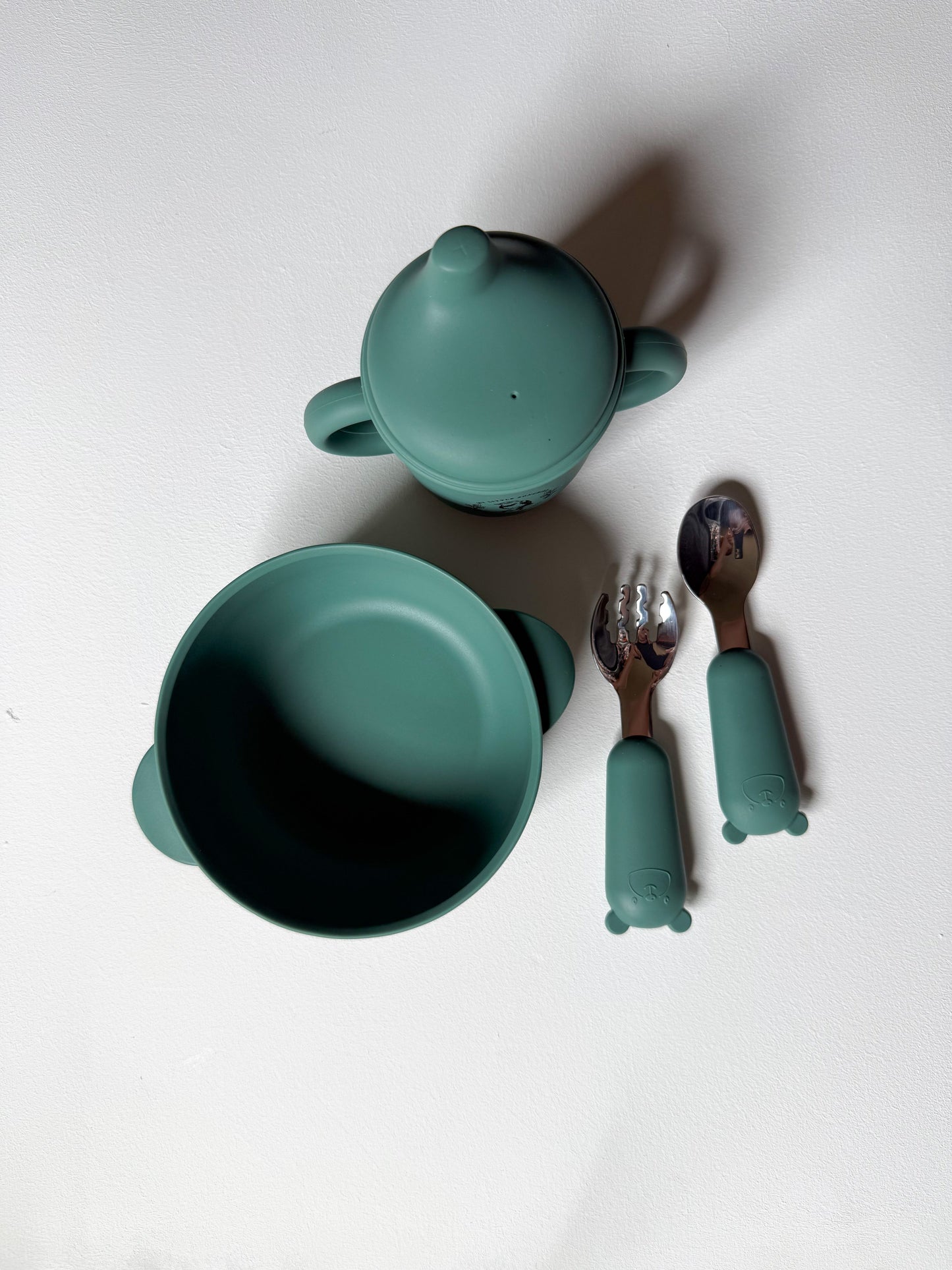 Silicone  and stainless steel spoon and fork set