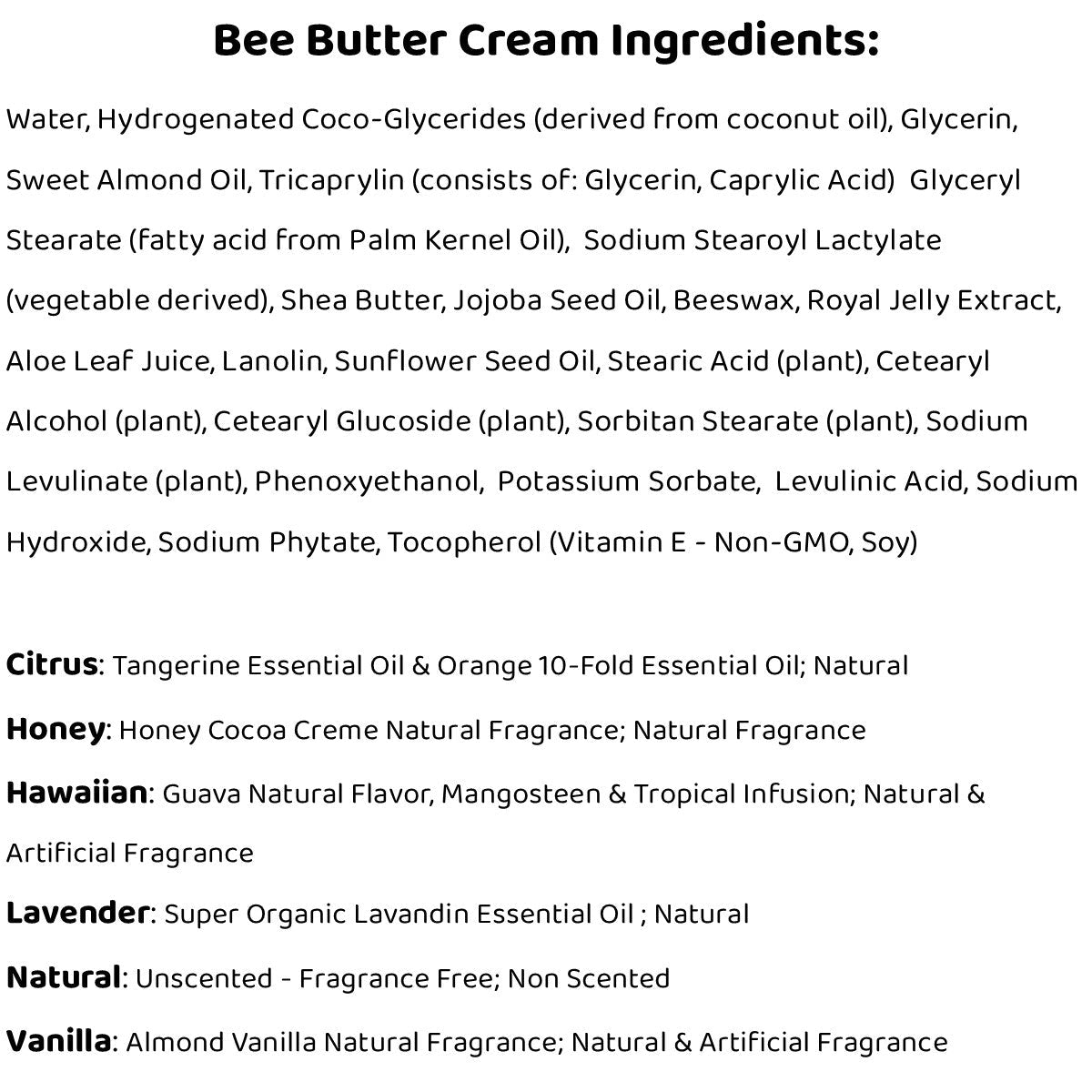 Bee Butter Cream TUB - 8oz