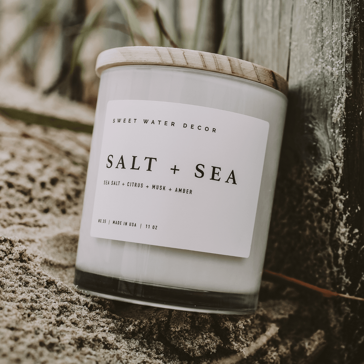 Salt and Sea Soy Candle - White Jar - 11 oz