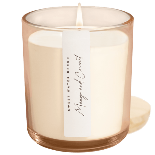 Mango and Coconut Soy Candle - Tinted Glass Jar - 12 oz