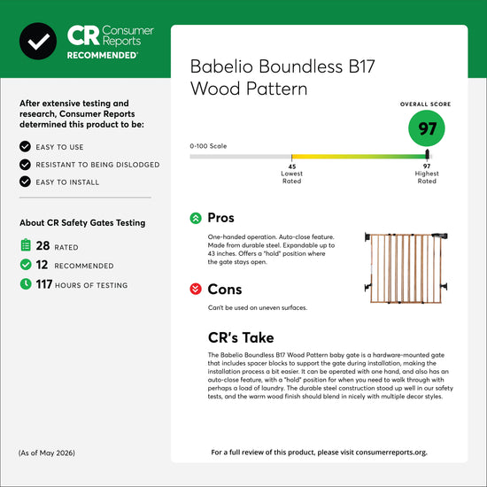 Boundless B17 Wood Pattern | Safety Baby Gate for Stairs