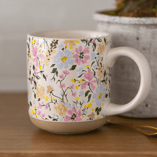 Floral 14 oz Stoneware Coffee Mug