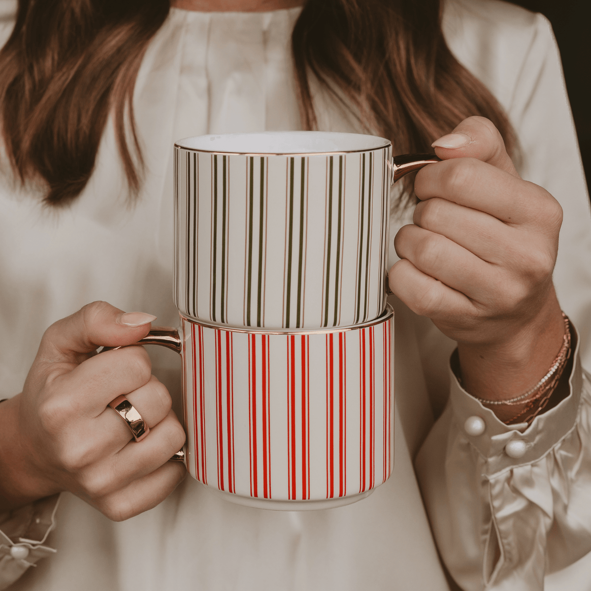 Red Stripe 14 oz Gold Handle Coffee Mug