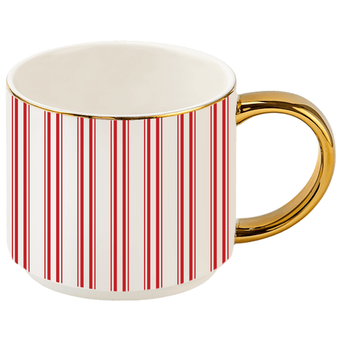 Red Stripe 14 oz Gold Handle Coffee Mug