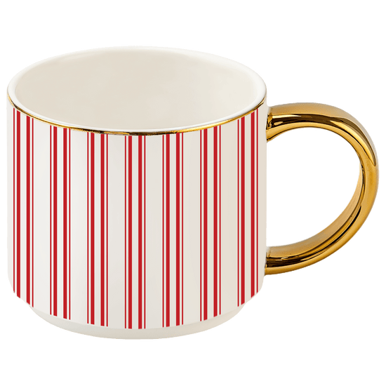 Red Stripe 14 oz Gold Handle Coffee Mug