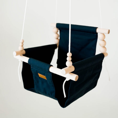 Indoor Cotton High Back Baby Swing-Peppercorn