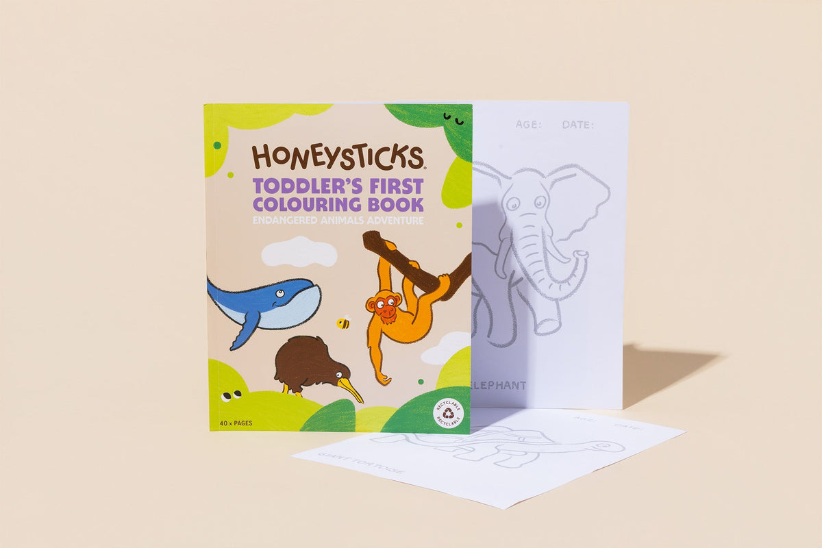 Honeysticks Toddler's First Colouring Book - Endangered Animals Adventure