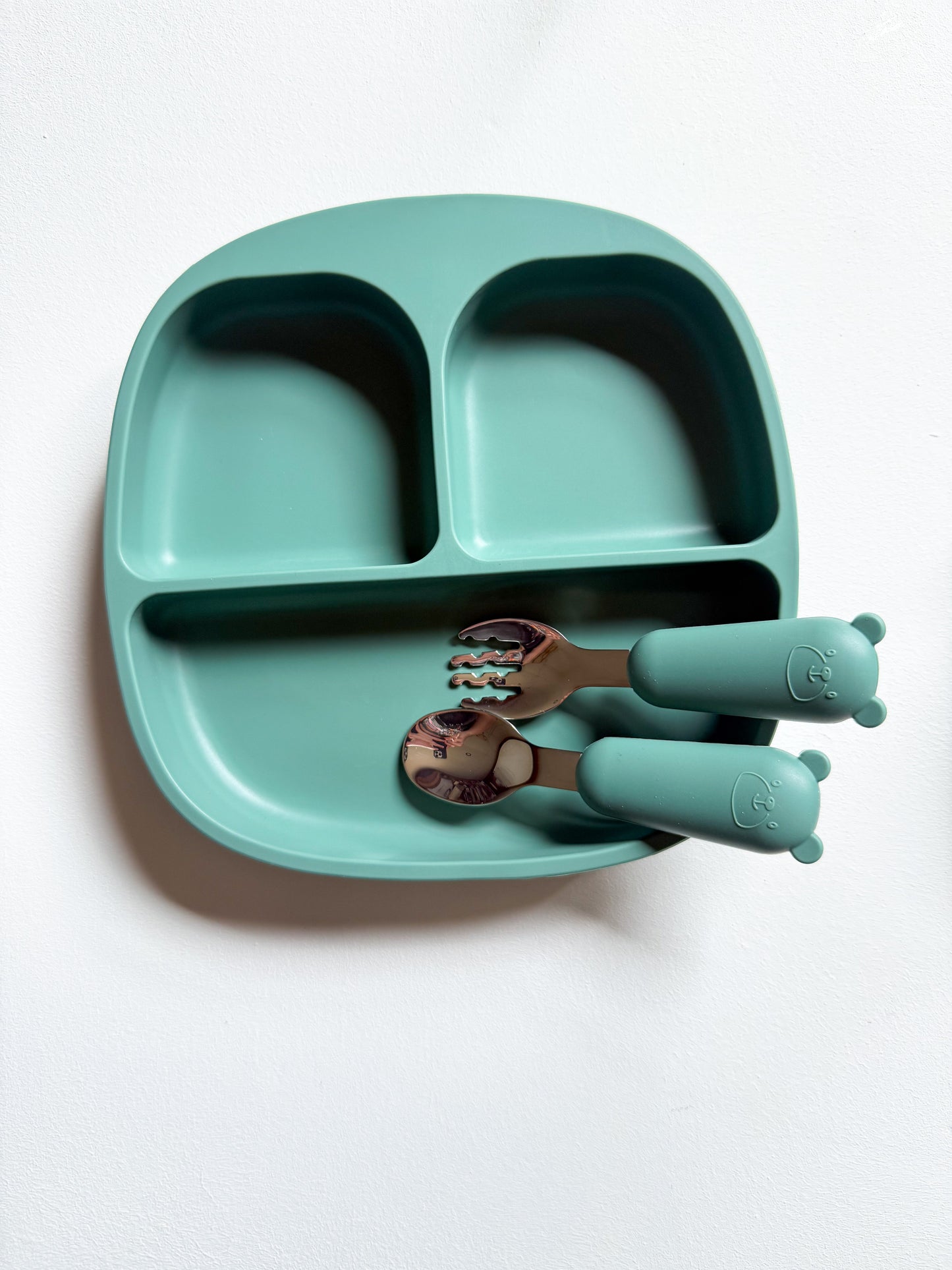 Silicone  and stainless steel spoon and fork set