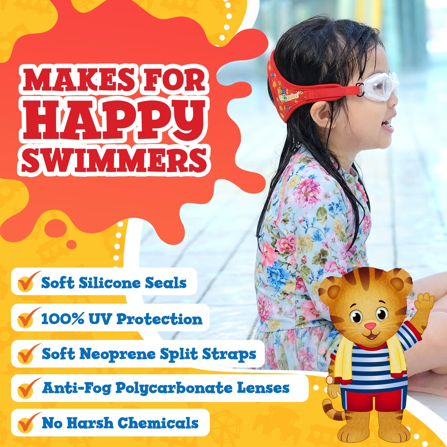Daniel Tiger's Neighborhood Themed Kids Swim Goggles
