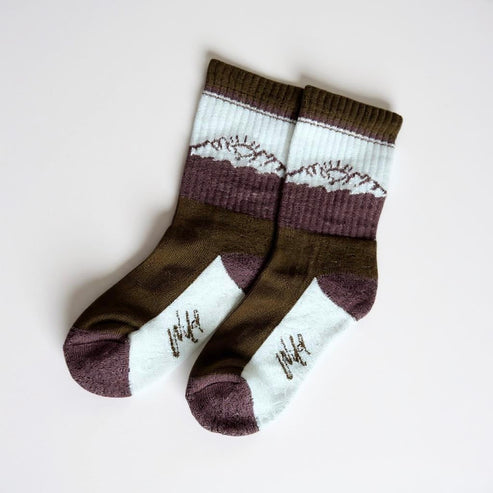 Brown Boot Socks Wild - 95% Merino Wool Hiking Socks for Kids and Toddlers