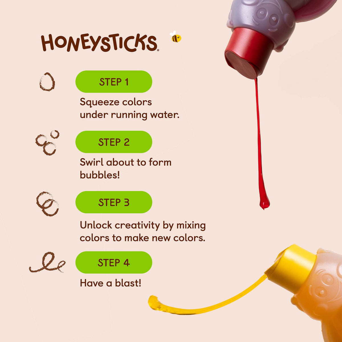 Honeysticks Bubble Bath Color Mixing 3pk 200ml