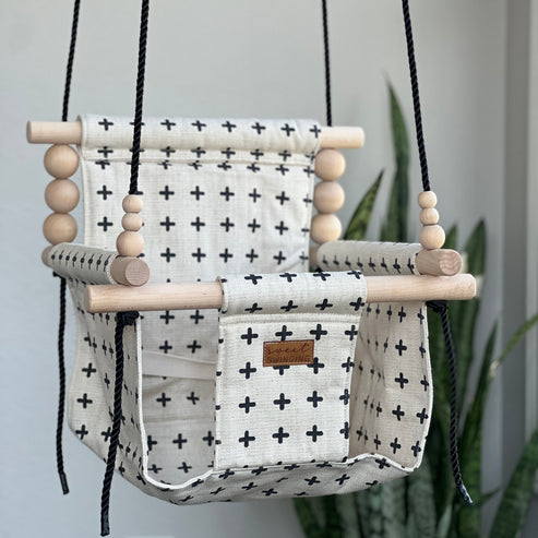 Indoor High Back Baby & Toddler Swing- Swiss Cross