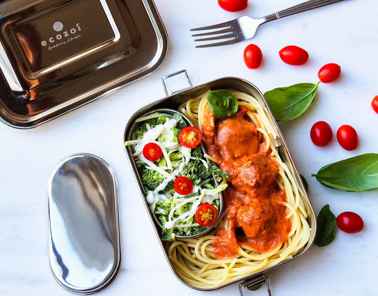 Ecozoi Stainless Steel Lunch Box for Kids and Adults, Solid Print, 1 Tier Leak Proof, 24 oz