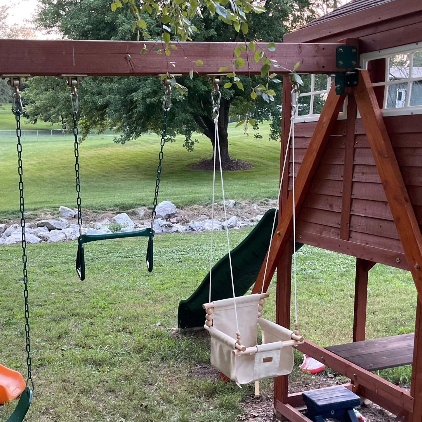 Premium Outdoor High Back Baby & Toddler Swing-Wheat