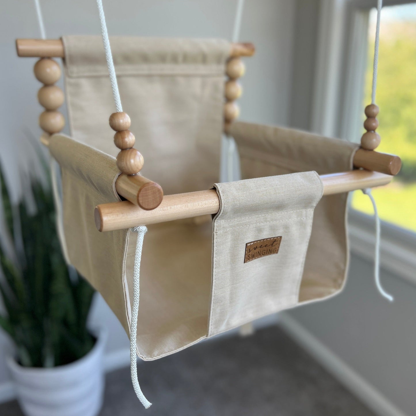 Premium Outdoor High Back Baby & Toddler Swing-Wheat
