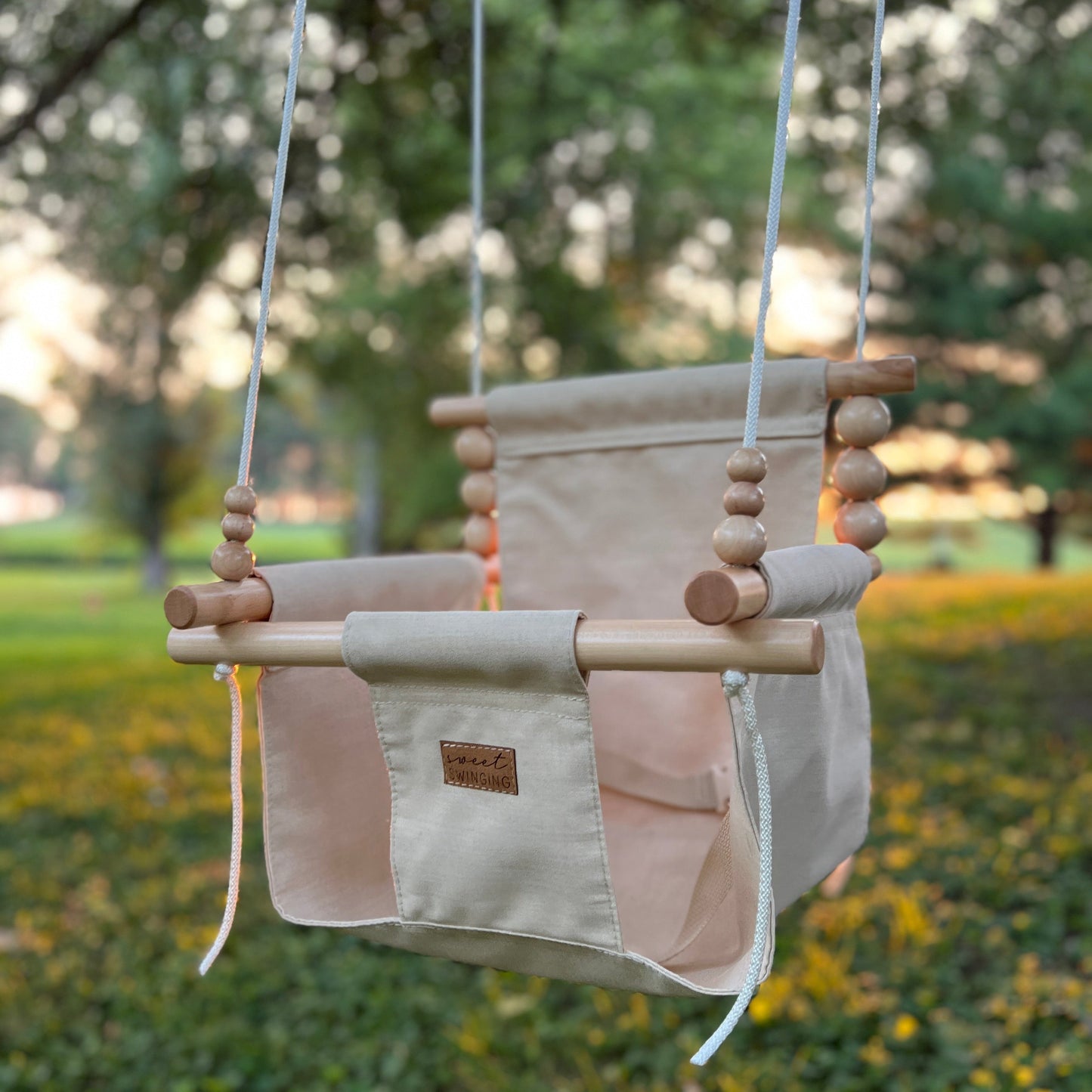 Premium Outdoor High Back Baby & Toddler Swing-Wheat