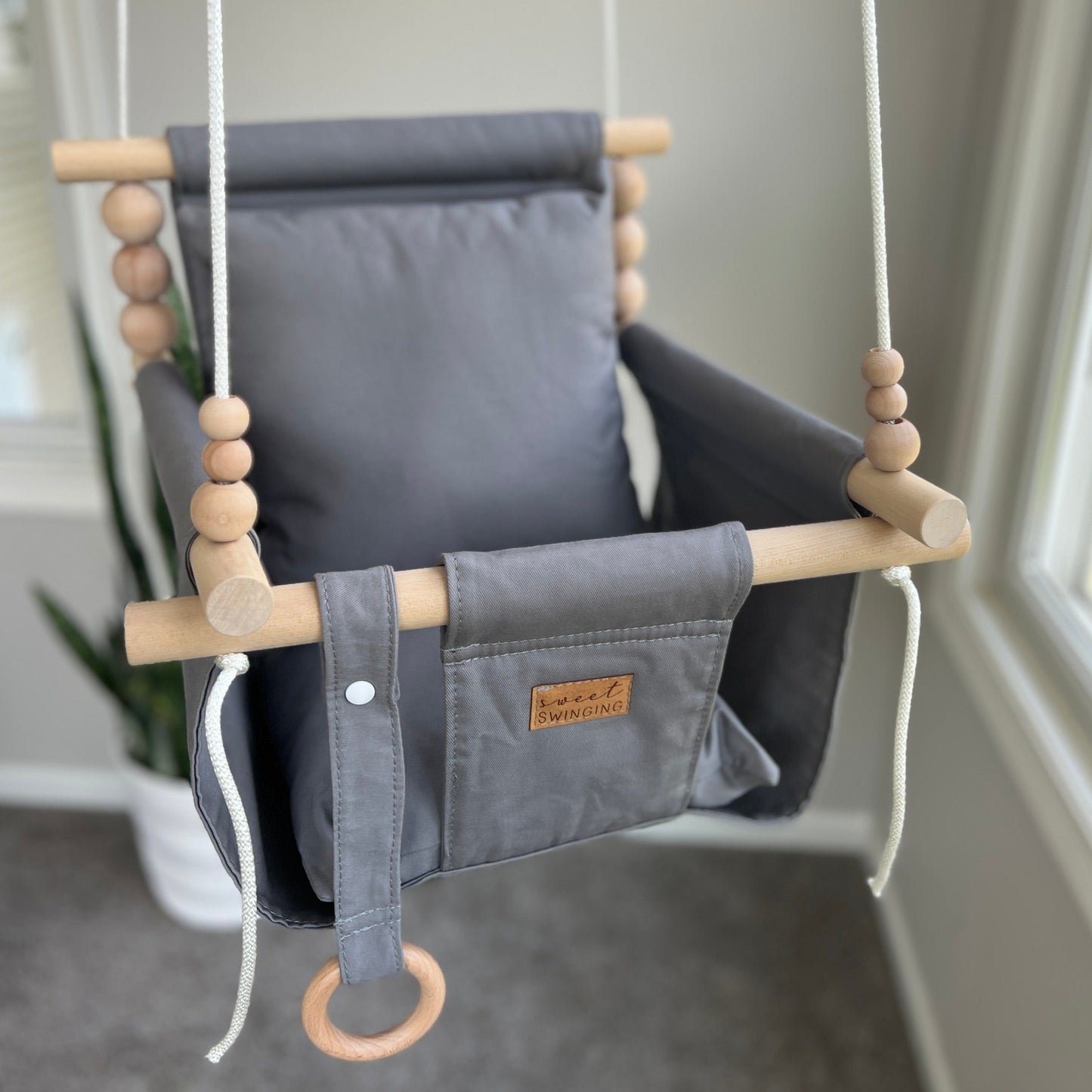 Indoor High Back Baby & Toddler Swing-Gray