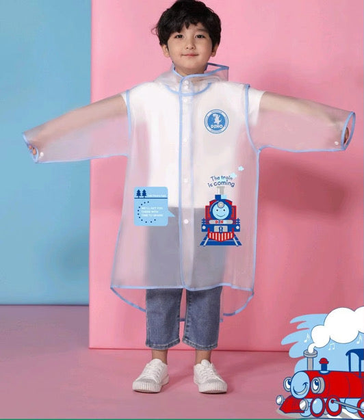 Ozznek Kids Clear Waterproof Raincoat – Transparent Backpack-Friendly Rain Jacket with Hood & Visor