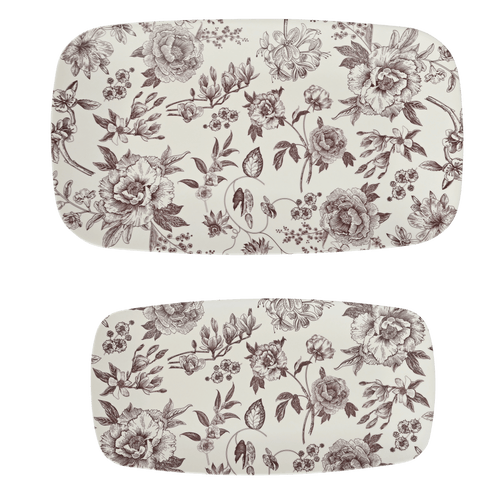 Brown Delft Stacking Melamine Tray - set of 2