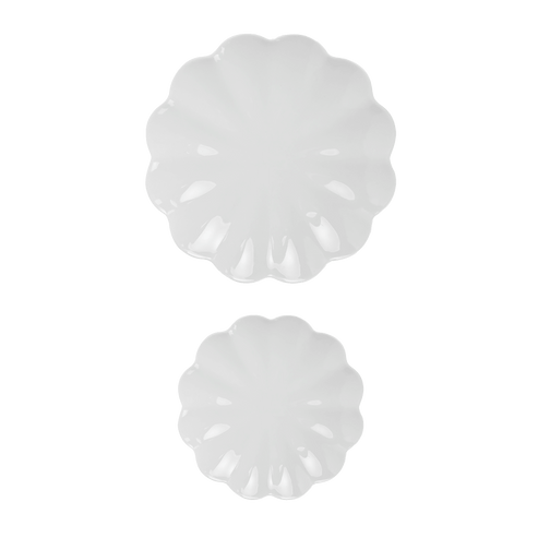 White Scalloped Serving Tray Set