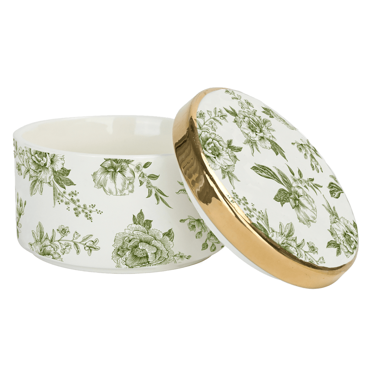 Green Delft Trinket Dish with Lid