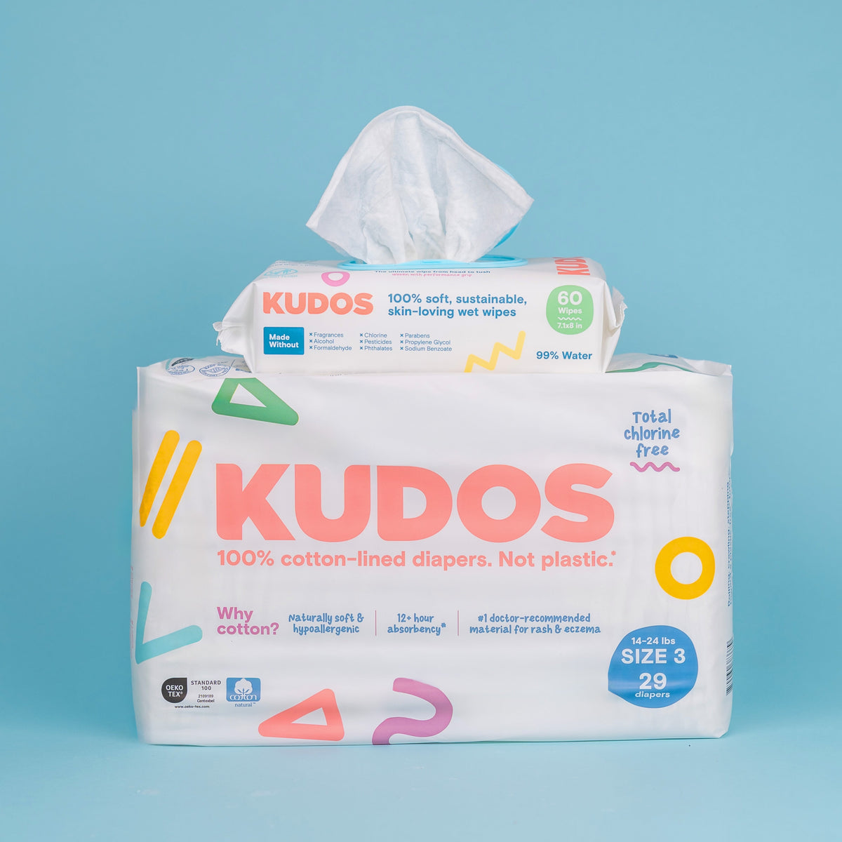 Diaper Box | 100% Cotton Liner, TCF Diapers Size 1-6 | Kudos